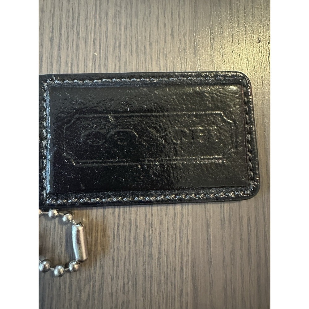 COACH Black Leather Silver Chain Replacement Purse Handbag Hang Tag Charm